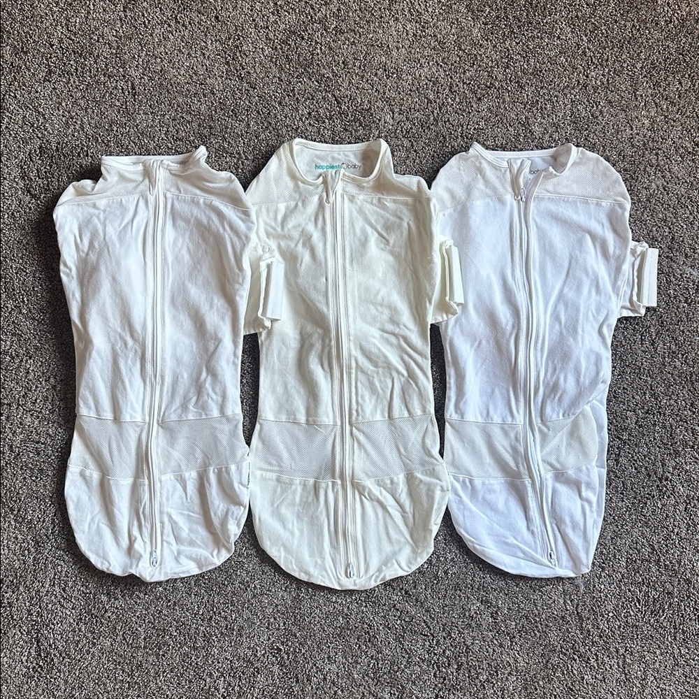 BUNDLE of 3 happiest baby 100% Organic Cotton SNOO Sleep Sack in Ivory, Large.